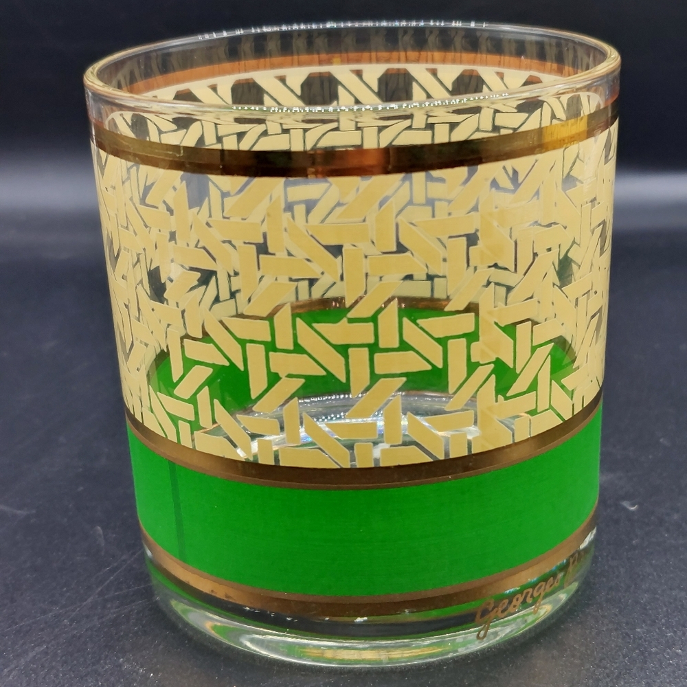 Vintage George Briard ART DECO Gold Painted Old Fashion Glasses Barware MCM - Picture 8 of 10